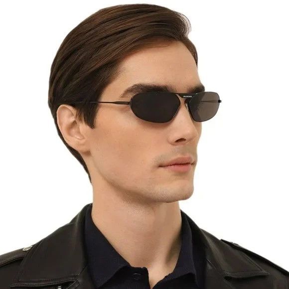image of New Balenciaga Bb0245S 001 Oval Black Unisex Sunglasses, Men's