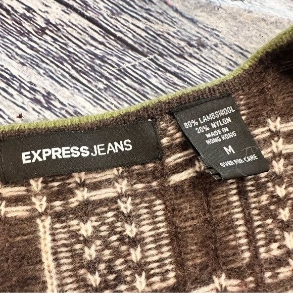 Express Vintage Express Wool Red and Pink Sweater with Plaid Accents Size M / US 6-8 / IT 42-44 - 5 Thumbnail