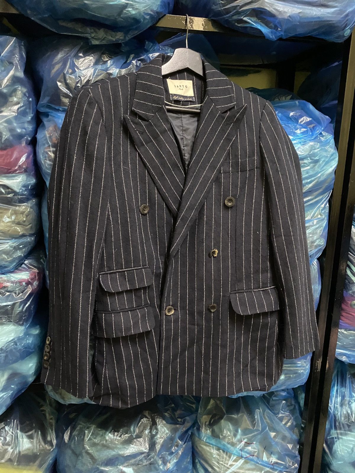 Designer SARTO Napoli Pinstripe Wool Blazer Double-Breasted Jacket Size US M / EU 48-50 / 2 - 5 Thumbnail