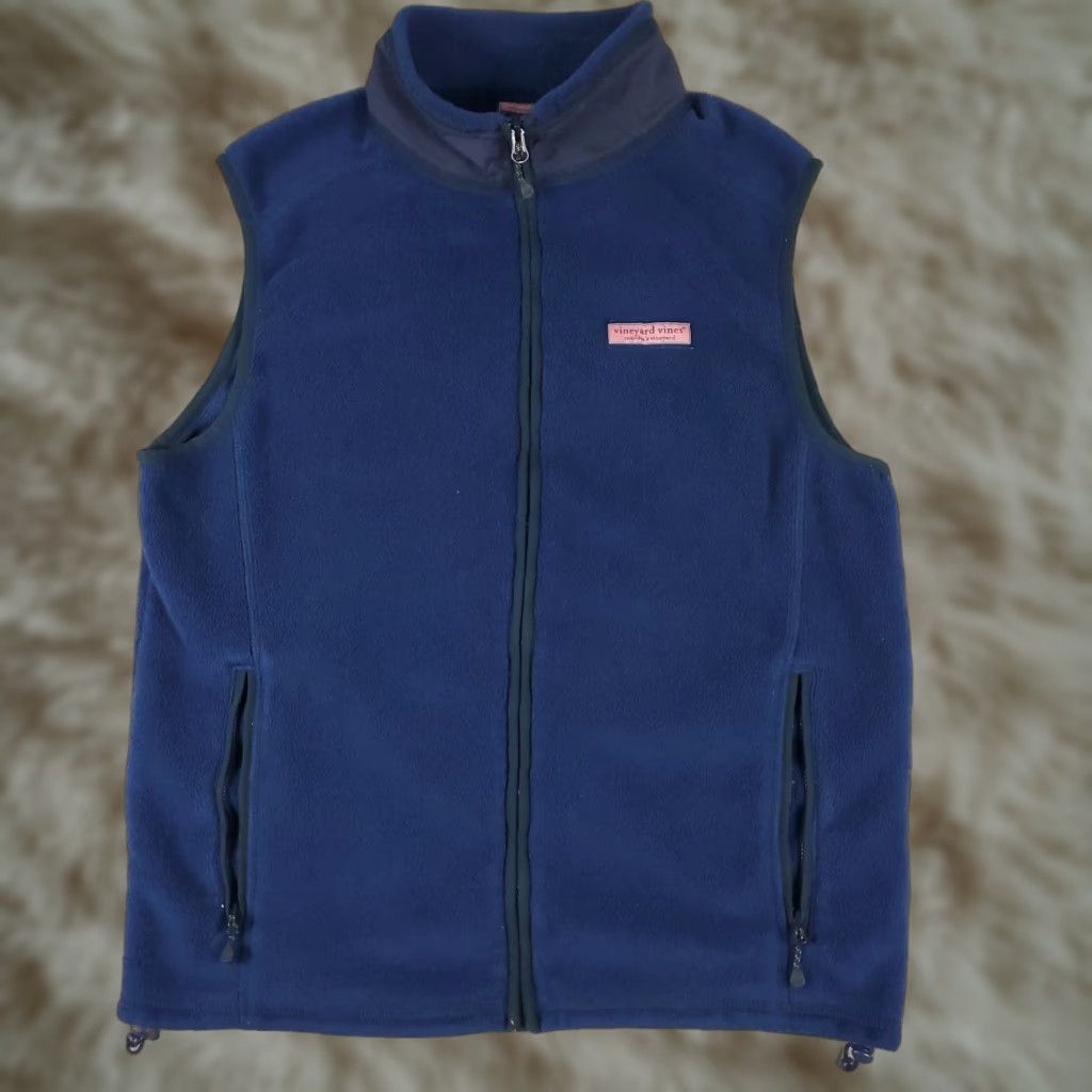 Vineyard Vines Vest Mens Size Small Blue Fleece Full Zip Up Sweater