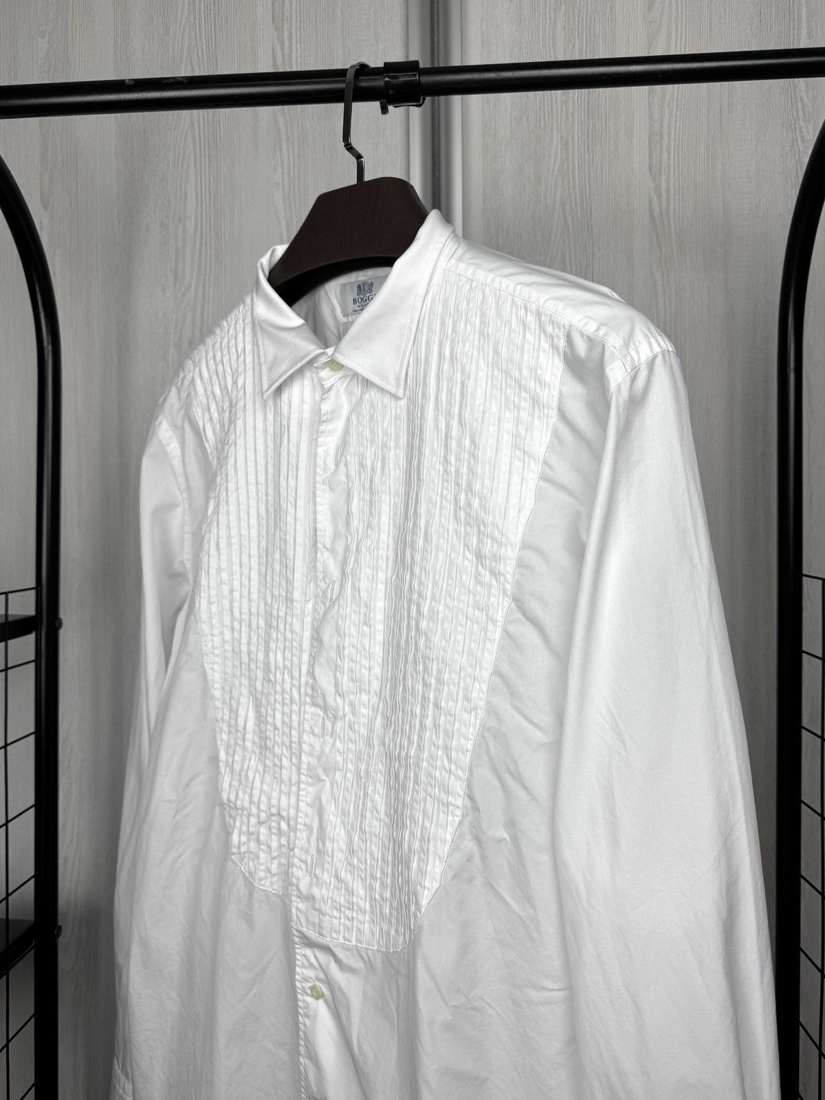 Boggi Boggi Milano white tuxedo cufflinks classic suit shirt 17.5 Size 44R - 4 Thumbnail