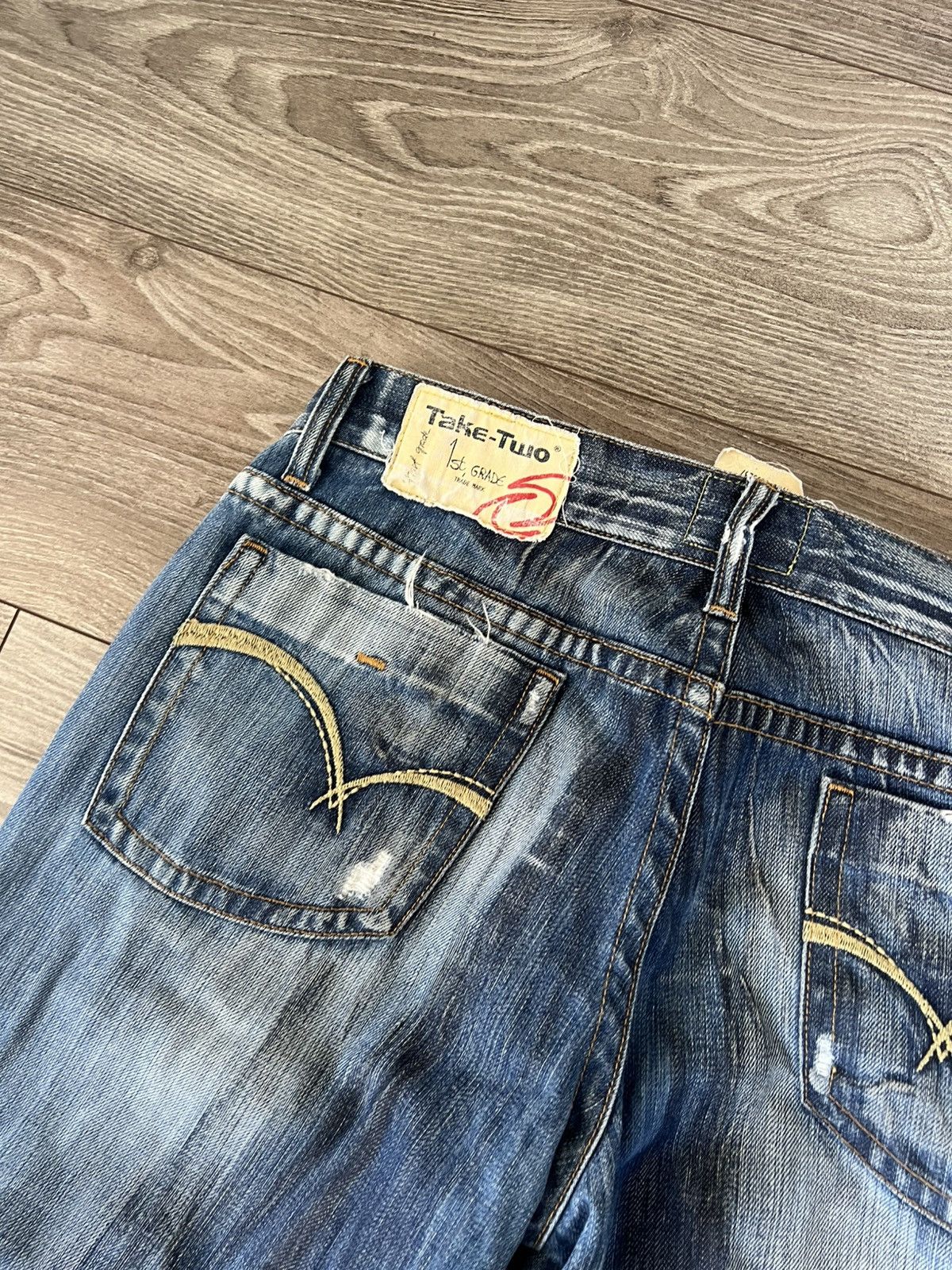 Designer ‼️Take Two 1st Grade HandMade Crafted Print Flared Jeans‼️ Size US 33 - 16 Thumbnail