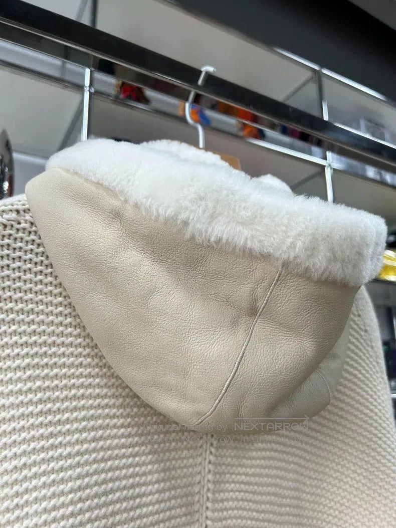 Loro Piana Loro Piana Cream White Lamb Fur Knit Jacket with Hood and Size S / US 4 / IT 40 - 5 Thumbnail
