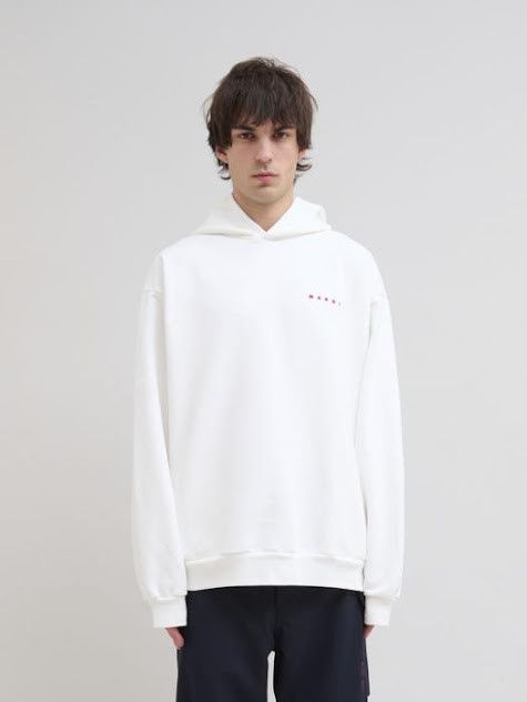 Marni o1w1db11125 Logo Print Cotton Hoodie in White Size US M / EU 48-50 / 2 - 1 Thumbnail