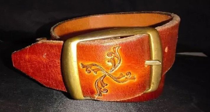 Other Custom-made Artisian leather belt dark brown decorative Size US 36 / EU 52 - 1 Thumbnail