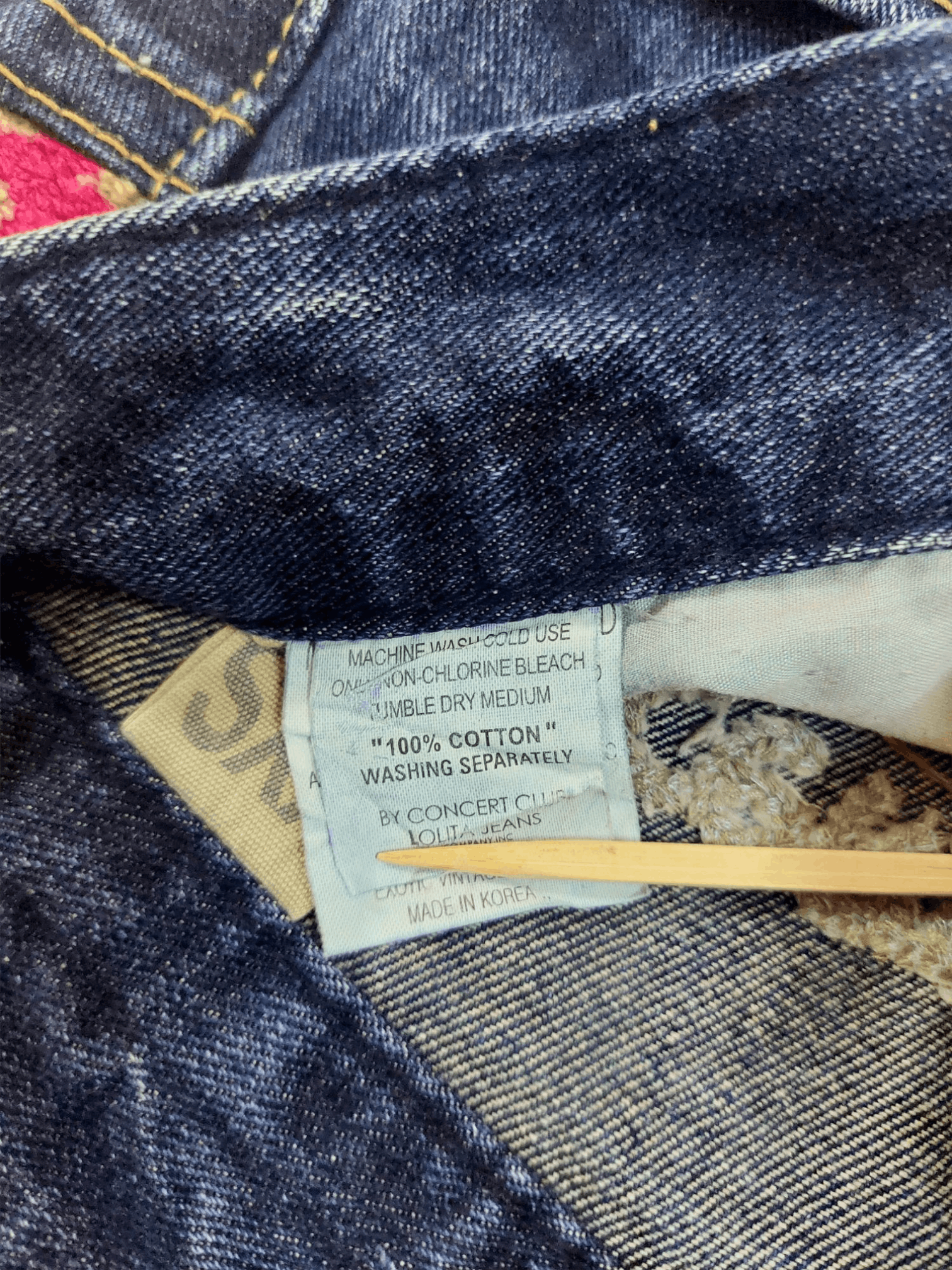 Vintage Lolita Jeans Embroidered Ribbon Mushroom Denim Size 29" - 19 Thumbnail