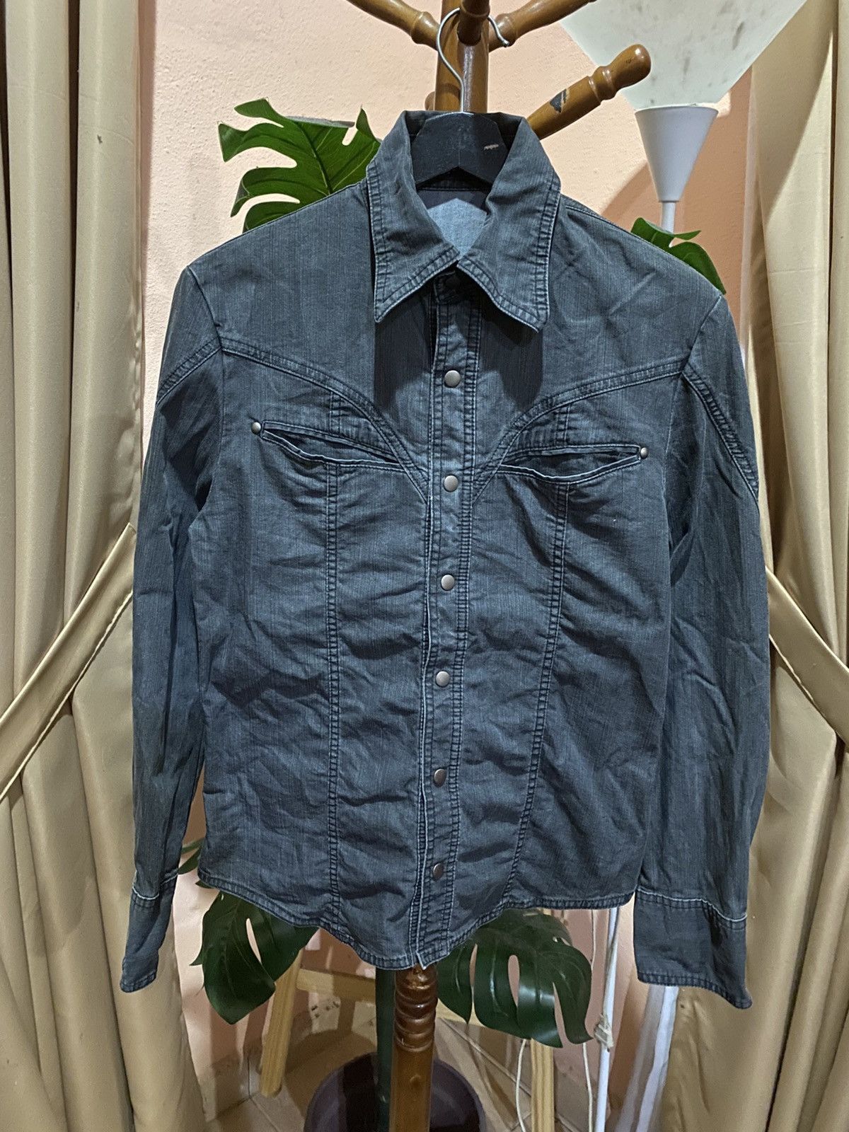 5351 POUR LES HOMMES Vintage 5351 Pour Les Hommes Western Denim Shirt Japan Size US XS / EU 42 / 0 - 3 Thumbnail