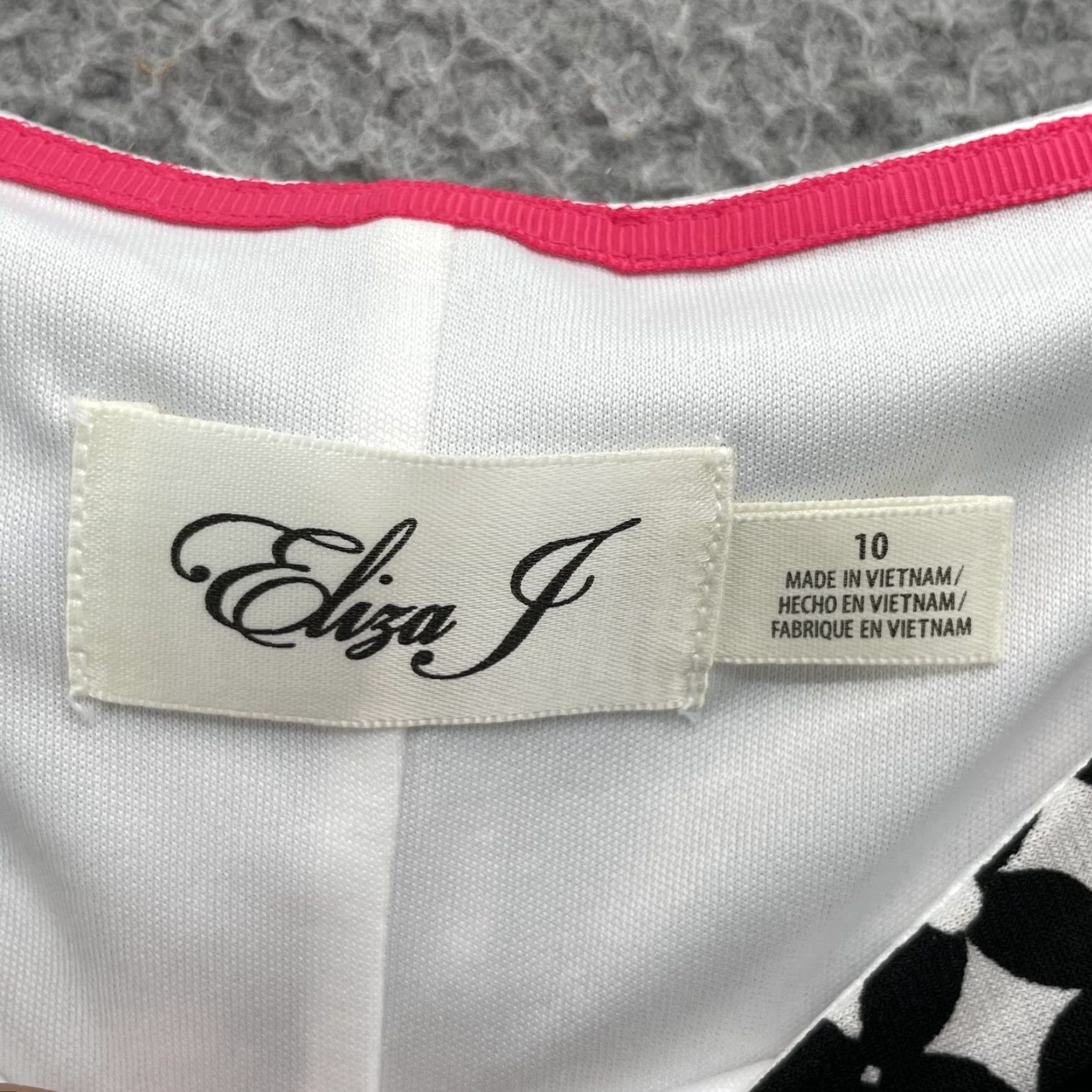 Vintage Eliza J Dress Women's 10 Pink Gray Geometric Corpcore Business Cocktail Office Dress Size L / US 10 / IT 46 - 5 Thumbnail