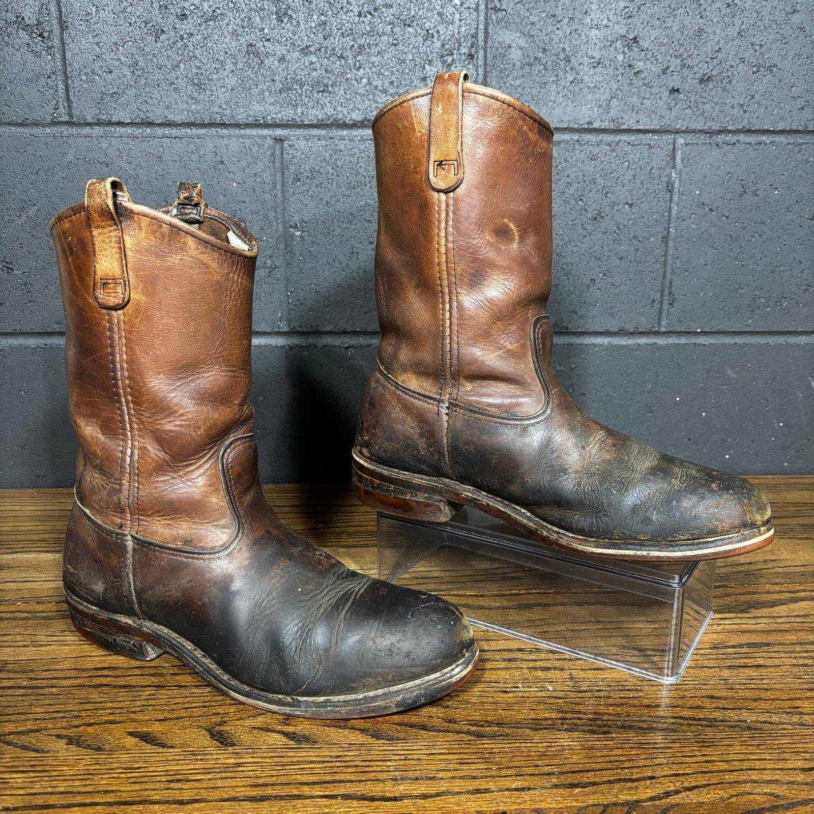 Men’s Vintage Red Wing 9801 Pecos Cowboy Boots Brown Made In USA Sz 8 D Pull On Rare find! Authentic Vintage “Red Wing” Pecos 9801 (serial  main image 4