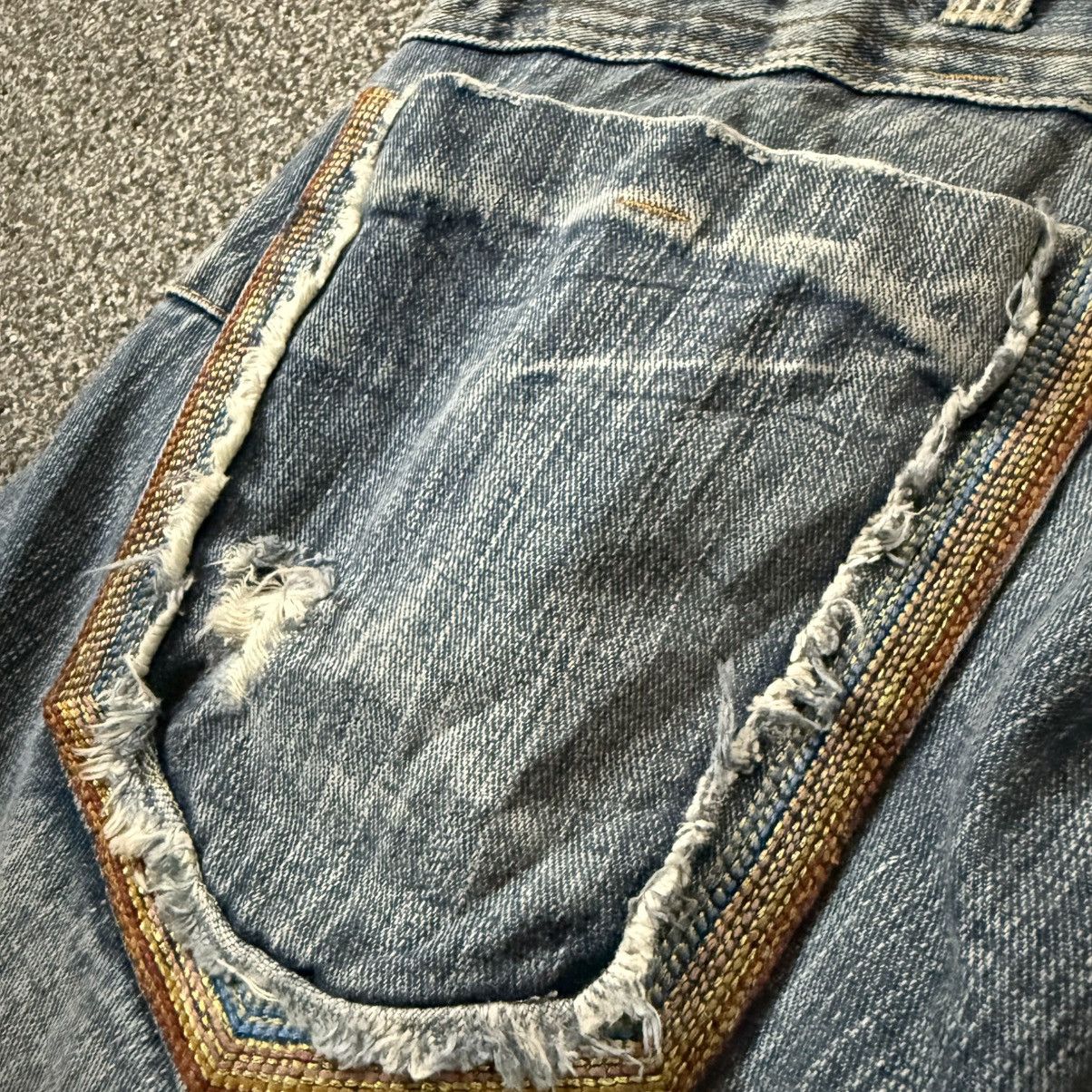 If Six Was Nine 🇯🇵🔥 Y2k Japanese Seditionaries Double Waist Ripped Denim Size US 31 - 6 Thumbnail