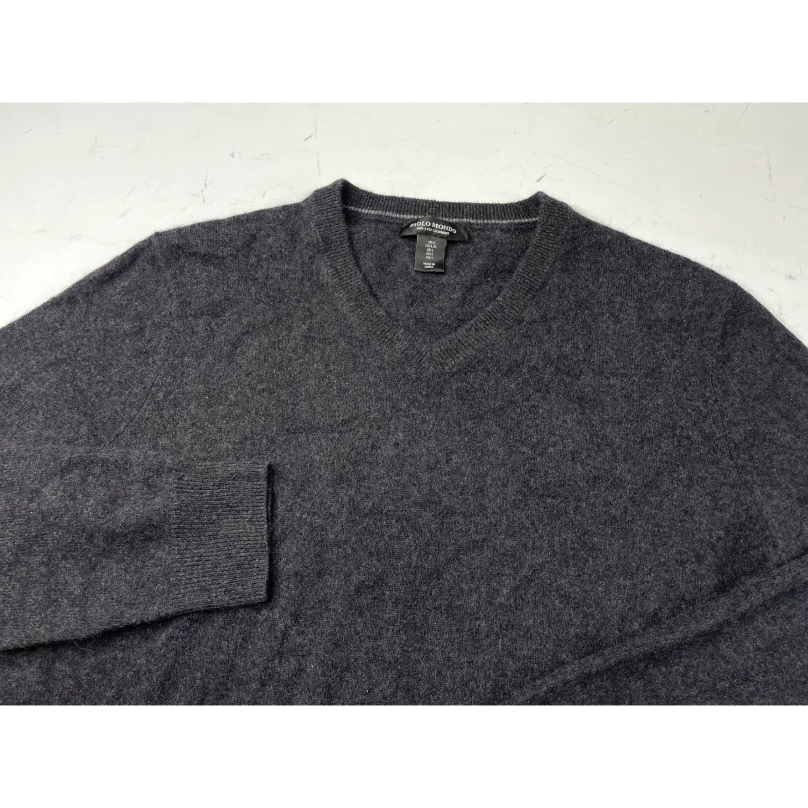 Vintage PAOLO MONDO V Neck 100% Cashmere Long Sleeve Sweater Gray Mens Large Size US L / EU 52-54 / 3 - 2 Thumbnail