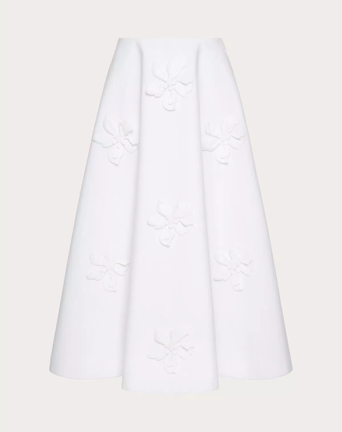 Valentino o1s1wg110525 Embroidered Compact Midi Skirt in White Size 30" / US 8 / IT 44 - 1 Thumbnail