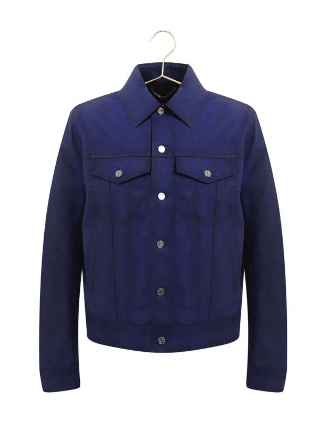 image of Berluti Leather Calf Suede Pocket Detail Jacket Blue, Men's (Size Large)
