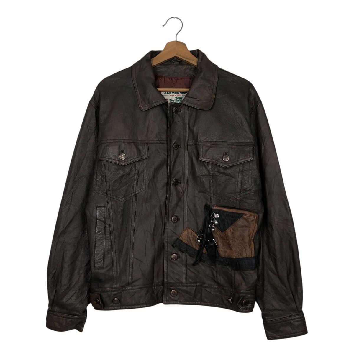 Japanese Brand 🔥VINTAGE BIKER LEATHER JACKET ALL THE WAY ISSEY MIYAKE Size US L / EU 52-54 / 3 - 3 Thumbnail