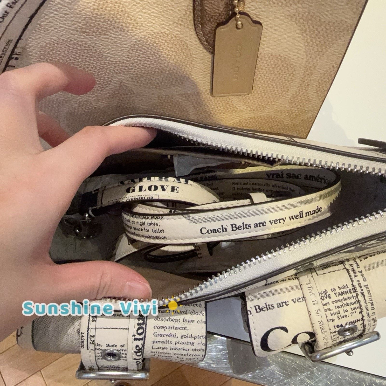 Coach NWT Coach Ashton Shoulder Bag Newspaper CDC12 Silver Chalk Size ONE SIZE - 8 Thumbnail