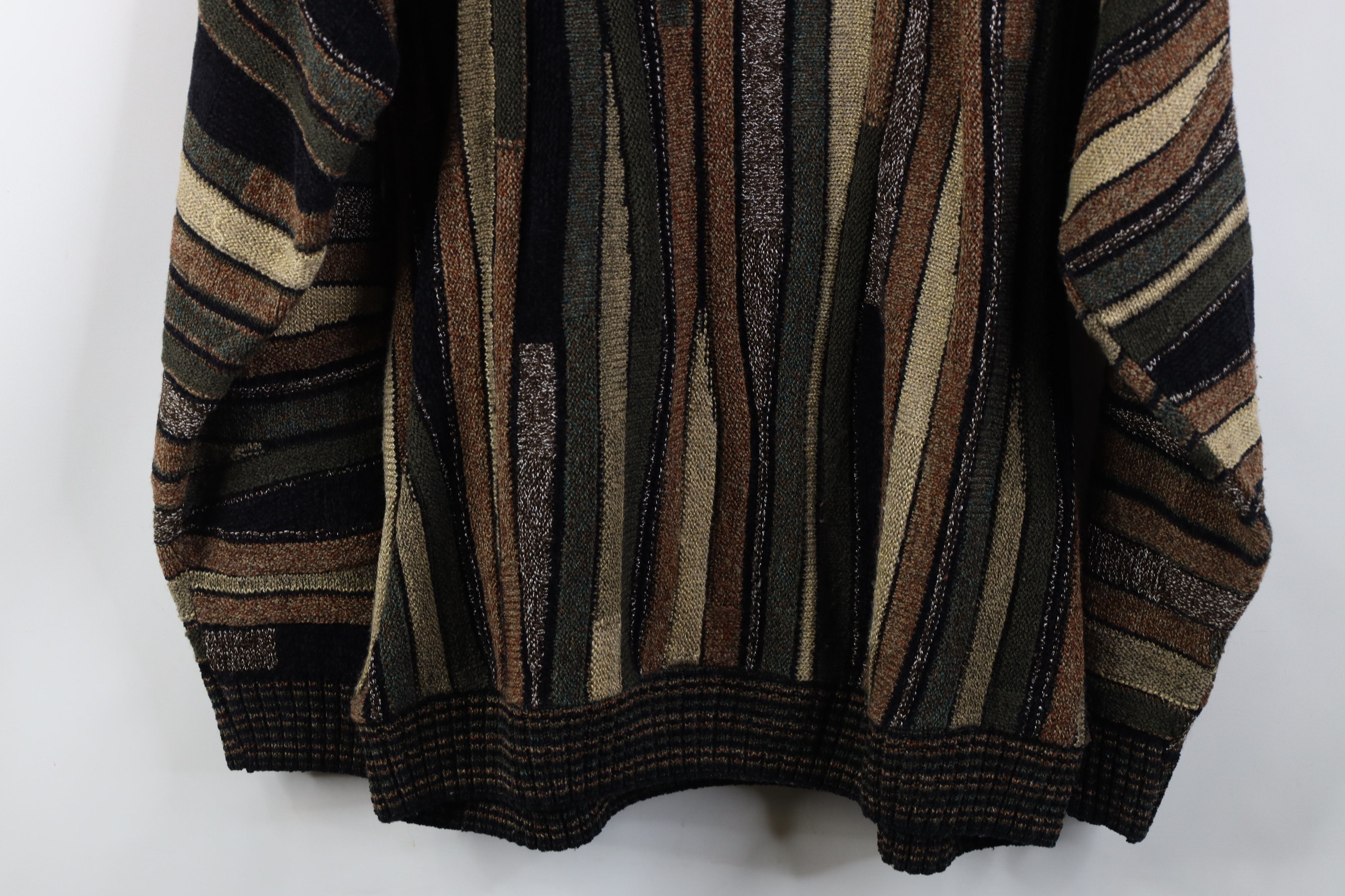 Vintage Vintage 90s Coogi Style Knit Crewneck Sweater Earth Tone Size US XL / EU 56 / 4 - 11 Thumbnail