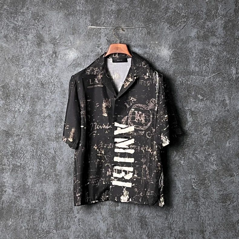 Amiri Amiri Multi-element Print Mulberry Silk Short Sleeve Size US S / EU 44-46 / 1 - 1 Thumbnail