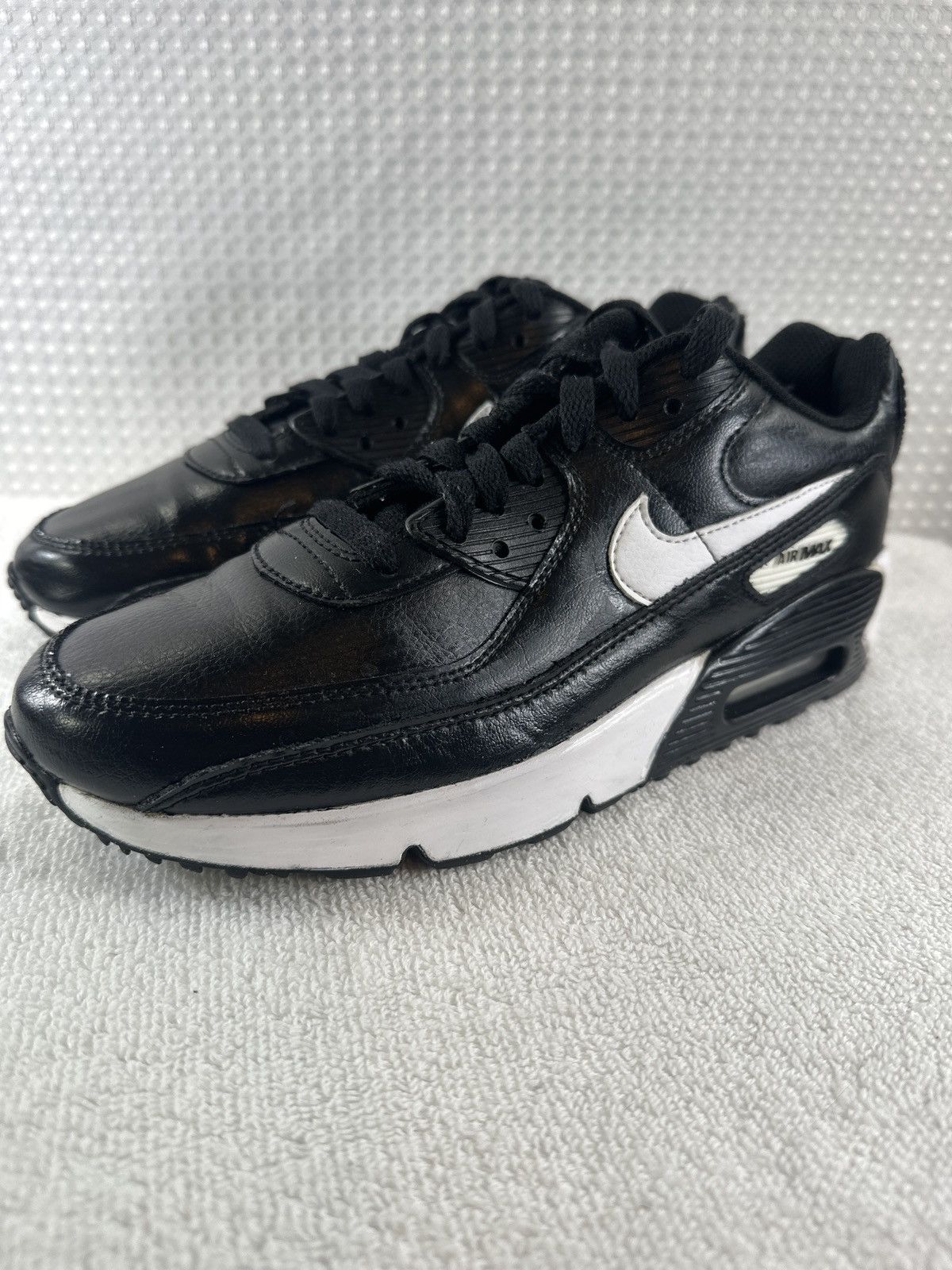 Nike Nike Air Max 90 Leather Black White Sneakers Athletic Shoes Size US 7.5 / IT 37.5 - 2 Thumbnail