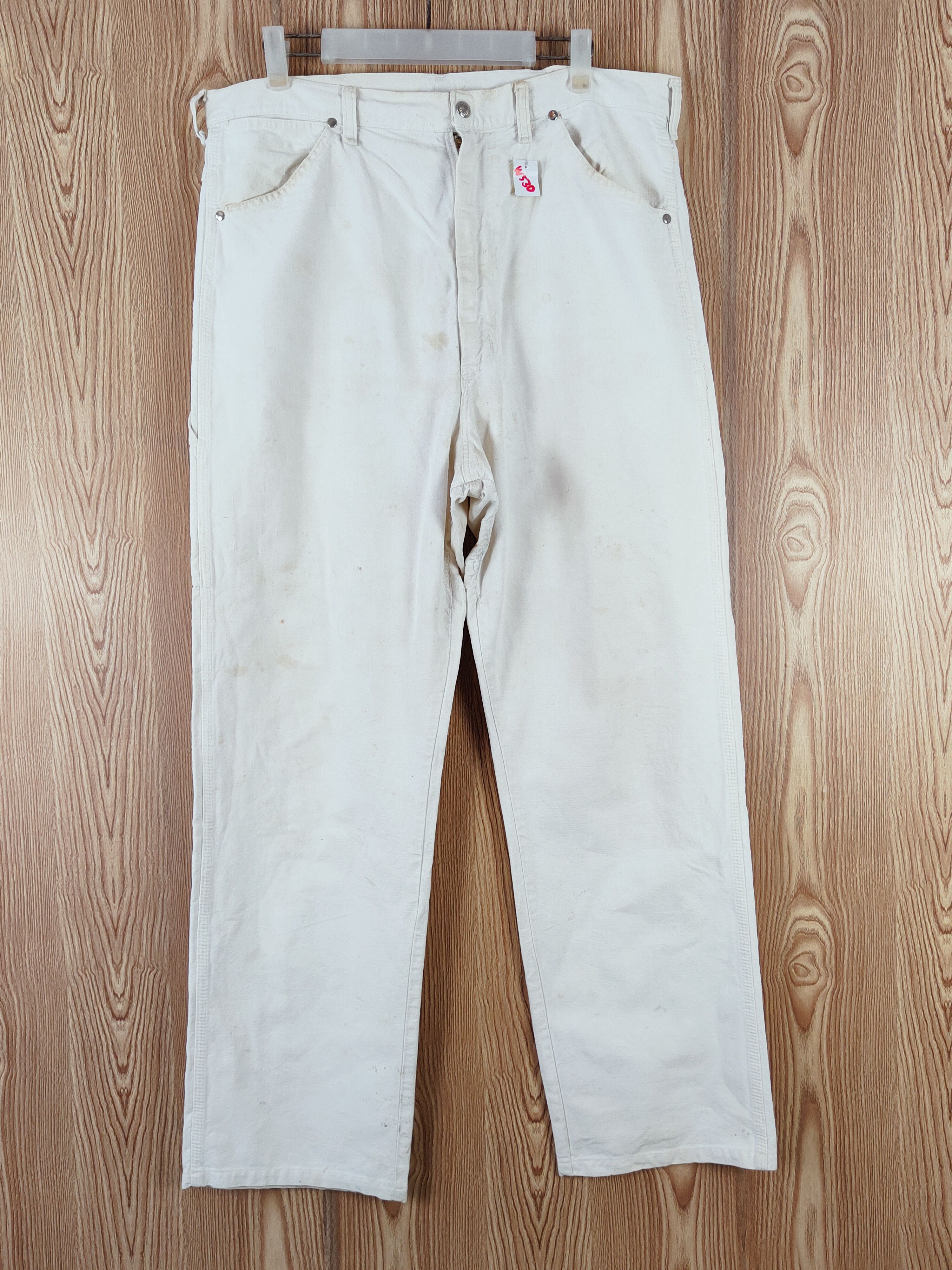 Vintage Blue Bell White Distressed Ripped Jeans #W530 Size US 36 / EU 52 - 1 Thumbnail