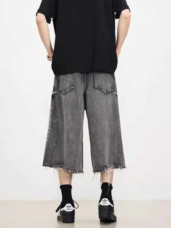 Japanese Brand VIBE Washed patchwork striped baggy denim shorts Size US 32 / EU 48 - 5 Thumbnail