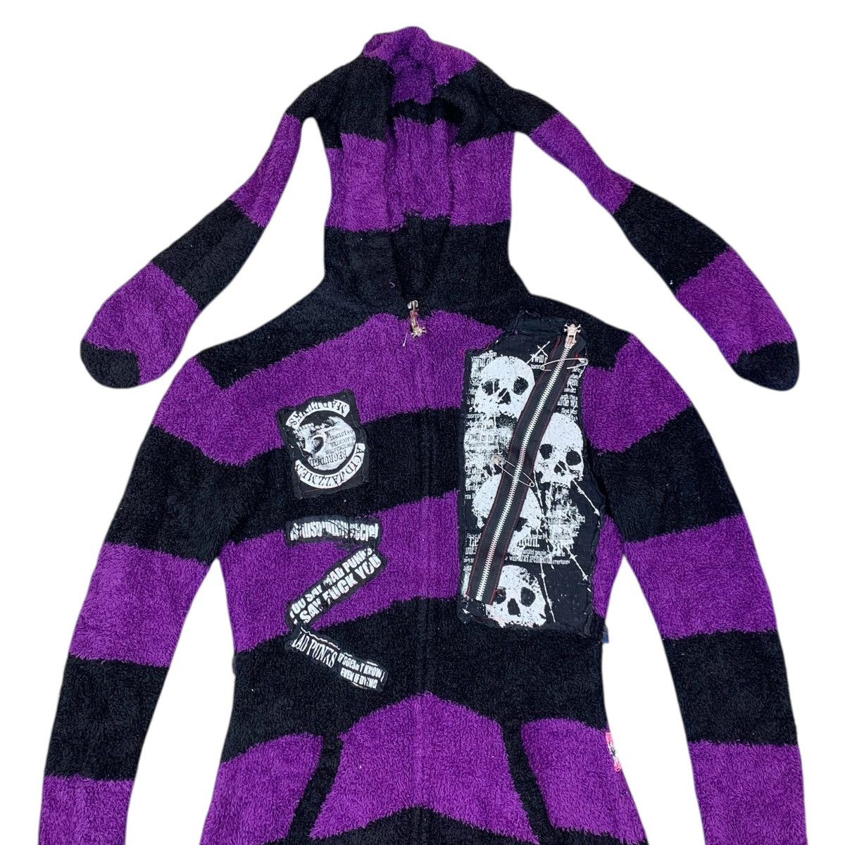 Japanese Brand Vintage Mad Punks Patchwork Cardigan Hoodie Sweater Gothic Size US S / EU 44-46 / 1 - 2 Thumbnail