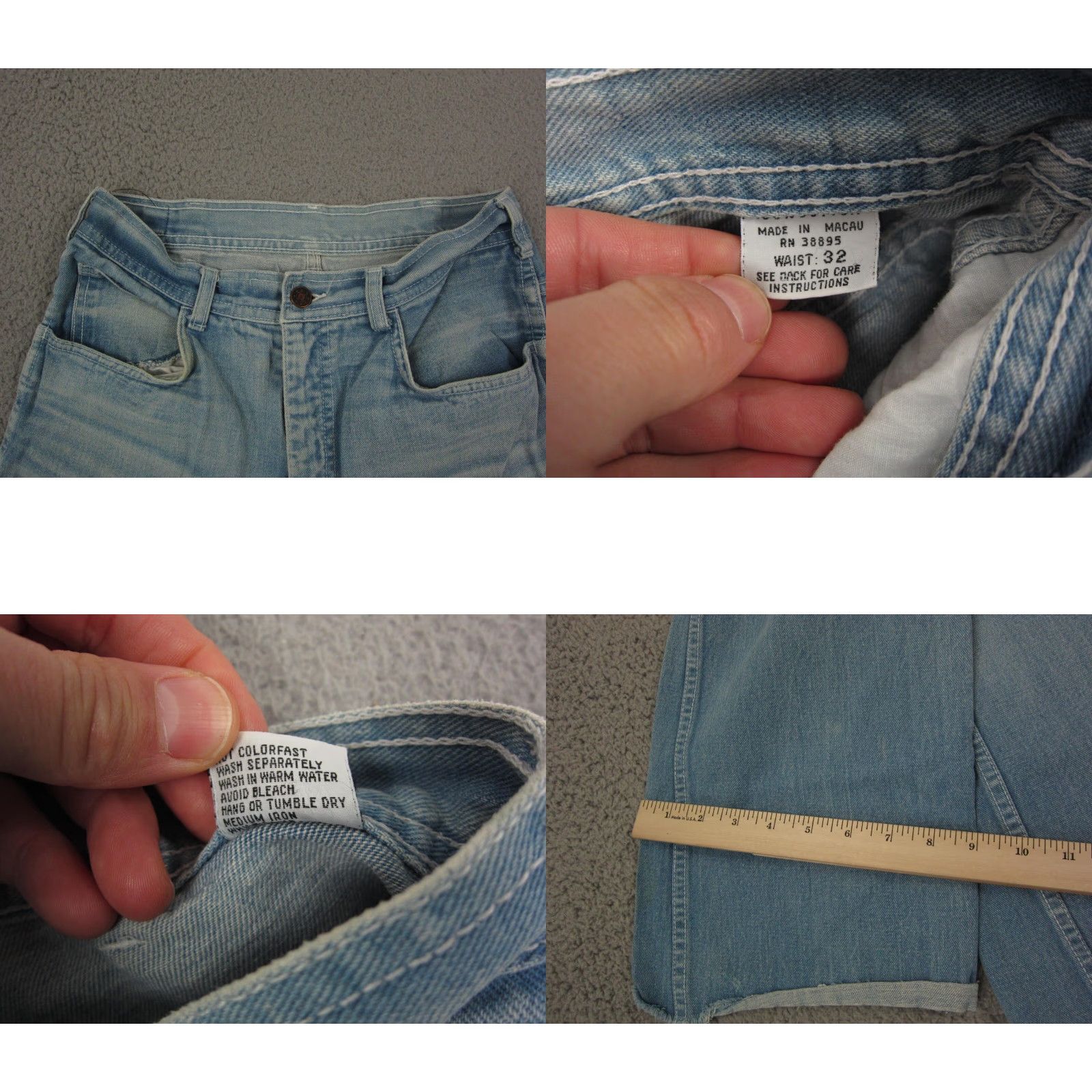 Denime VINTAGE Remington Jeans Mens 32 x 28 Denim Bootcut 80s 90s Zip Blue Regular Mens Size US 32 / EU 48 - 11 Thumbnail