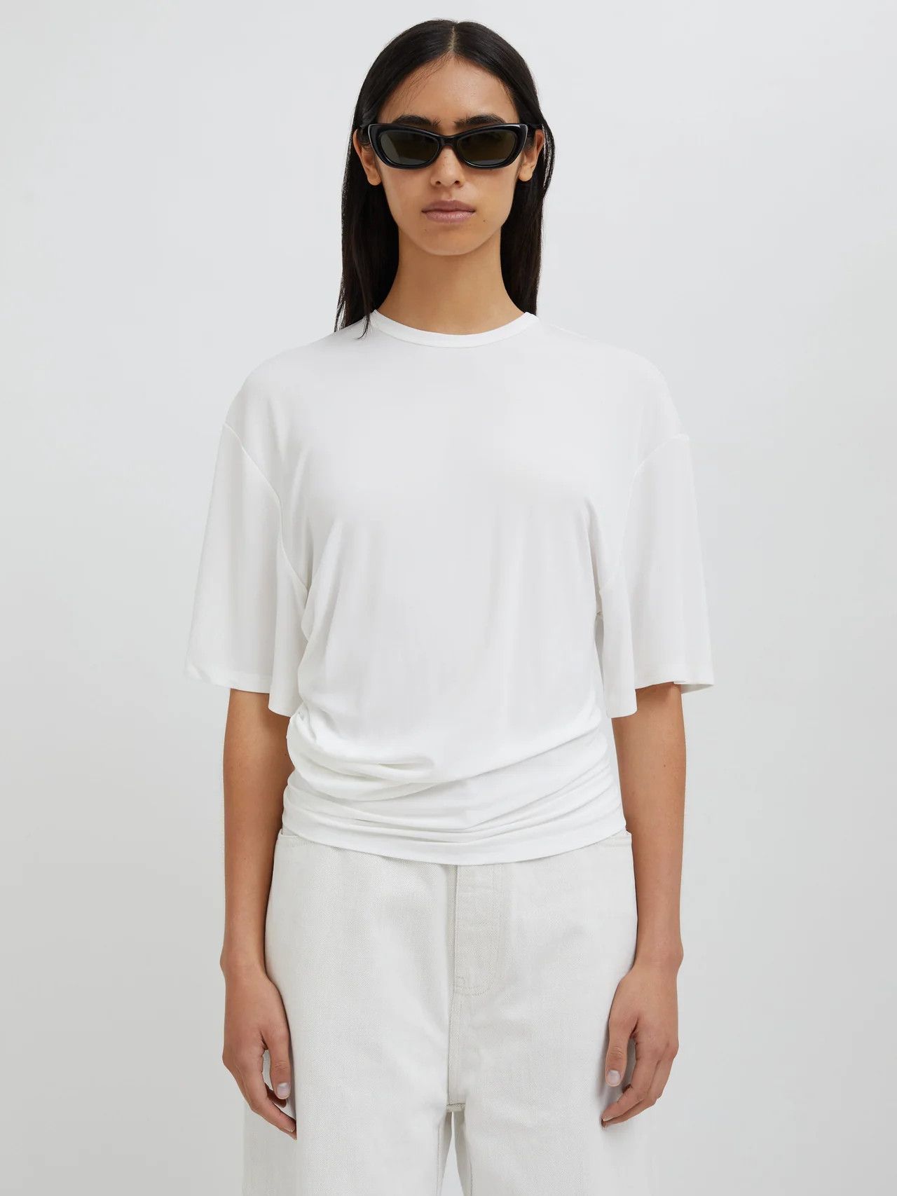 Christopher Esber o1mle1224 Side Cowl Waist T-Shirt in White Size S / US 4 / IT 40 - 4 Thumbnail