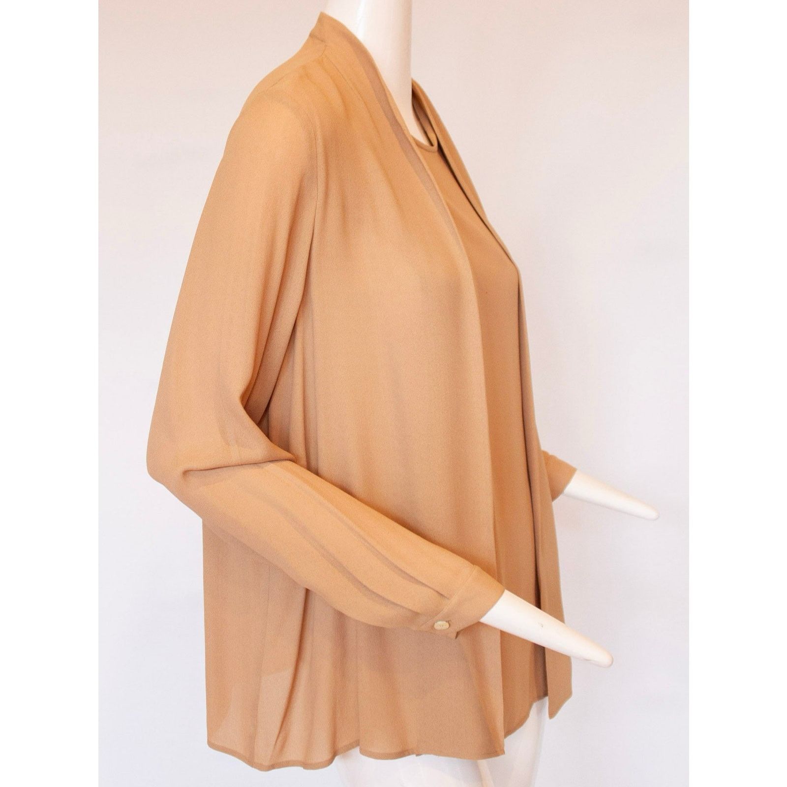 Emporio Armani Emporio Armani Nude Silk Blouse - Size 44 Size XL / US 12-14 / IT 48-50 - 3 Thumbnail