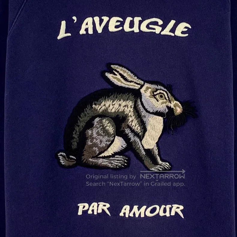 Gucci Gucci Dark blue rabbit embroidered cotton round-neck long- Size US S / EU 44-46 / 1 - 4 Thumbnail