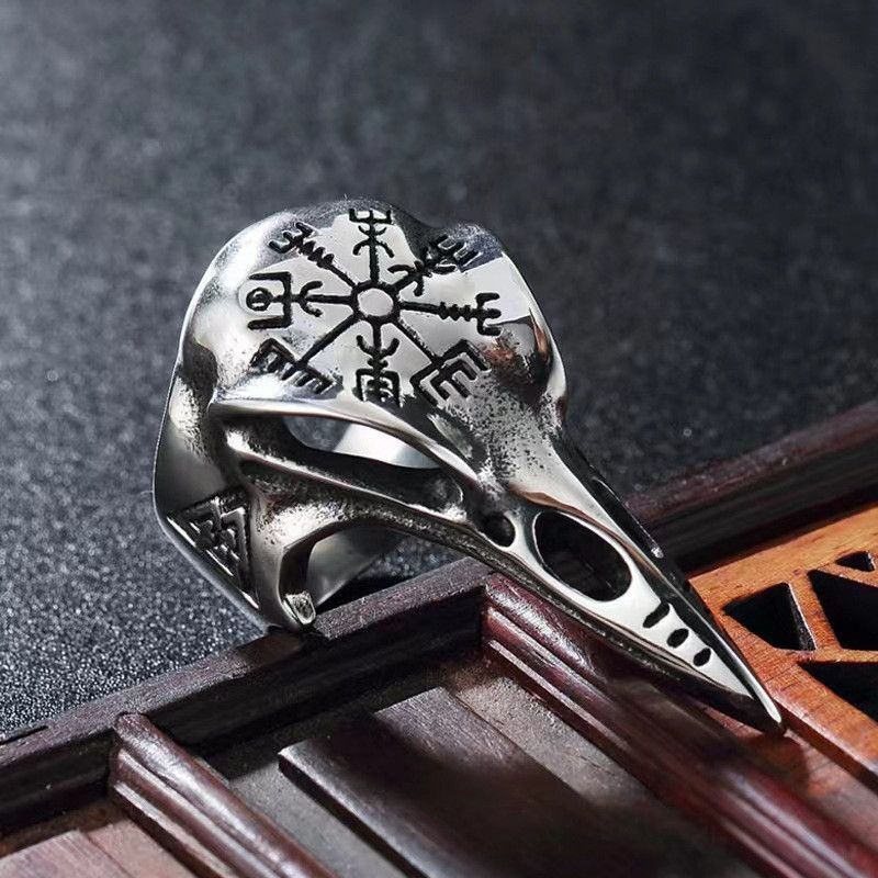 Vintage Resizable Retro Odin Crow Punk Gothic Ring Size ONE SIZE - 4 Thumbnail