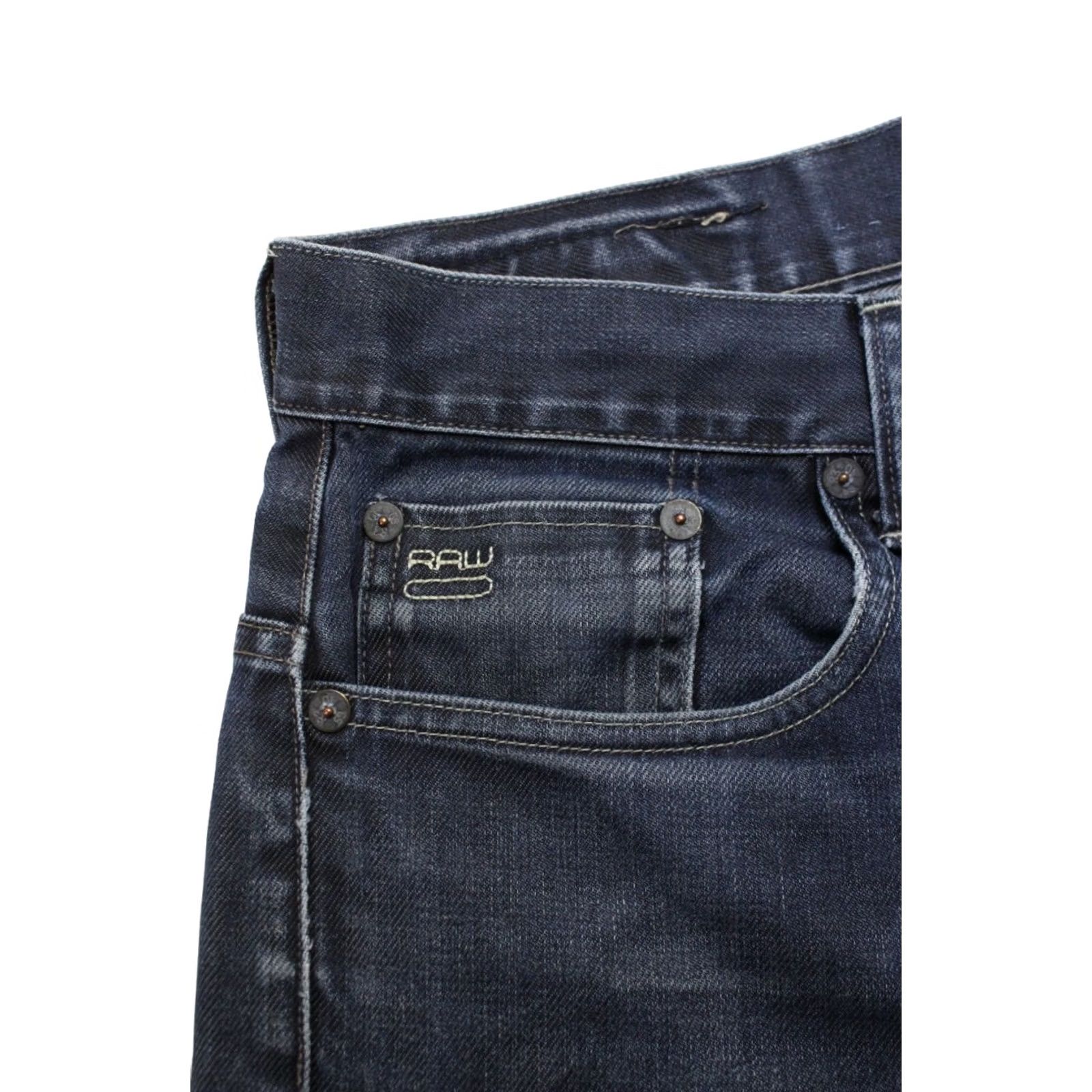 G-Star G-STAR Porter Straight Jeans Men's W31/L33 Whiskers Button Fly Dark Denim Casual Jeans Size US 31 - 6 Thumbnail
