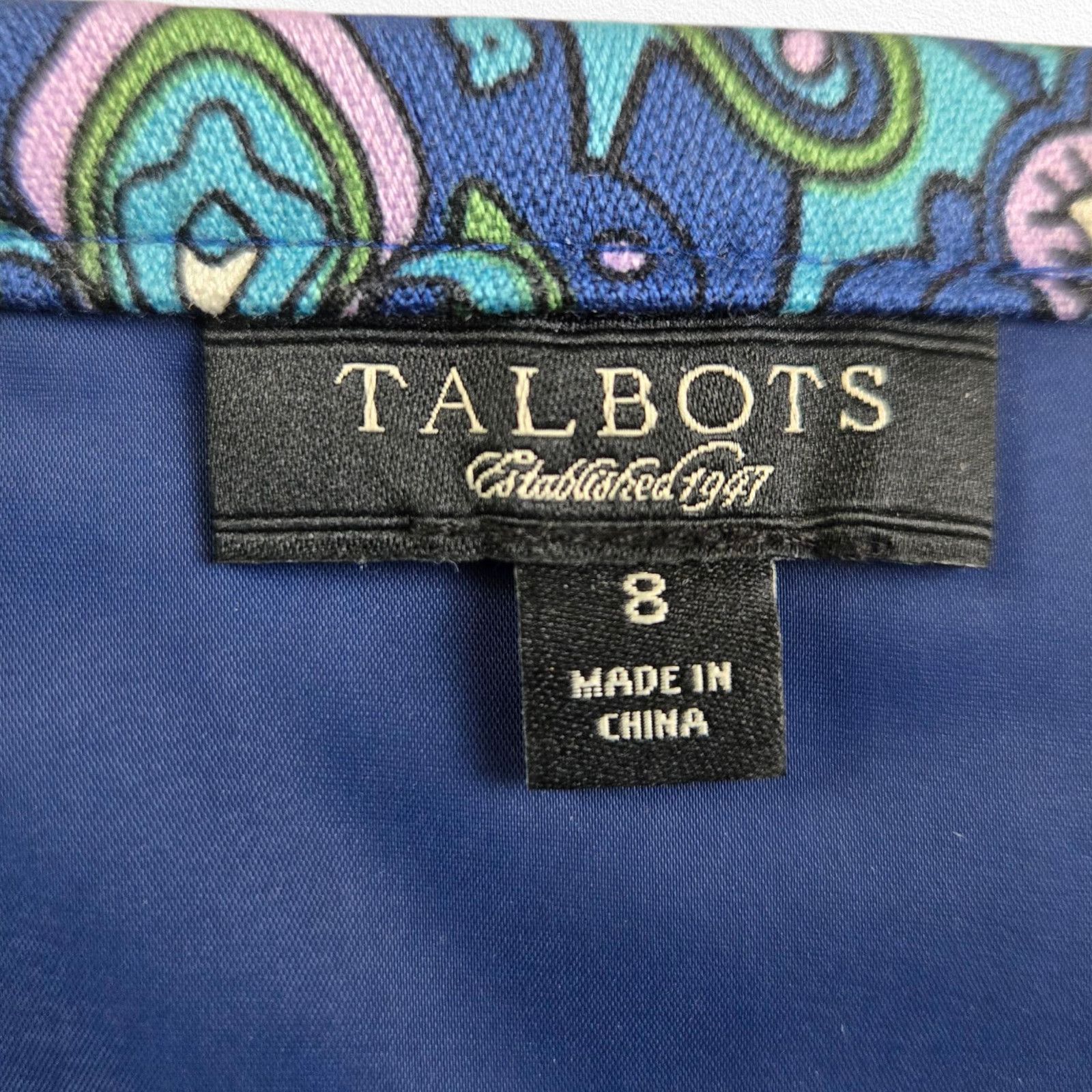 Other Baroque Paisley Blue Purple Cotton Blend Pencil Skirt Size 8 Size 30" / US 8 / IT 44 - 3 Thumbnail