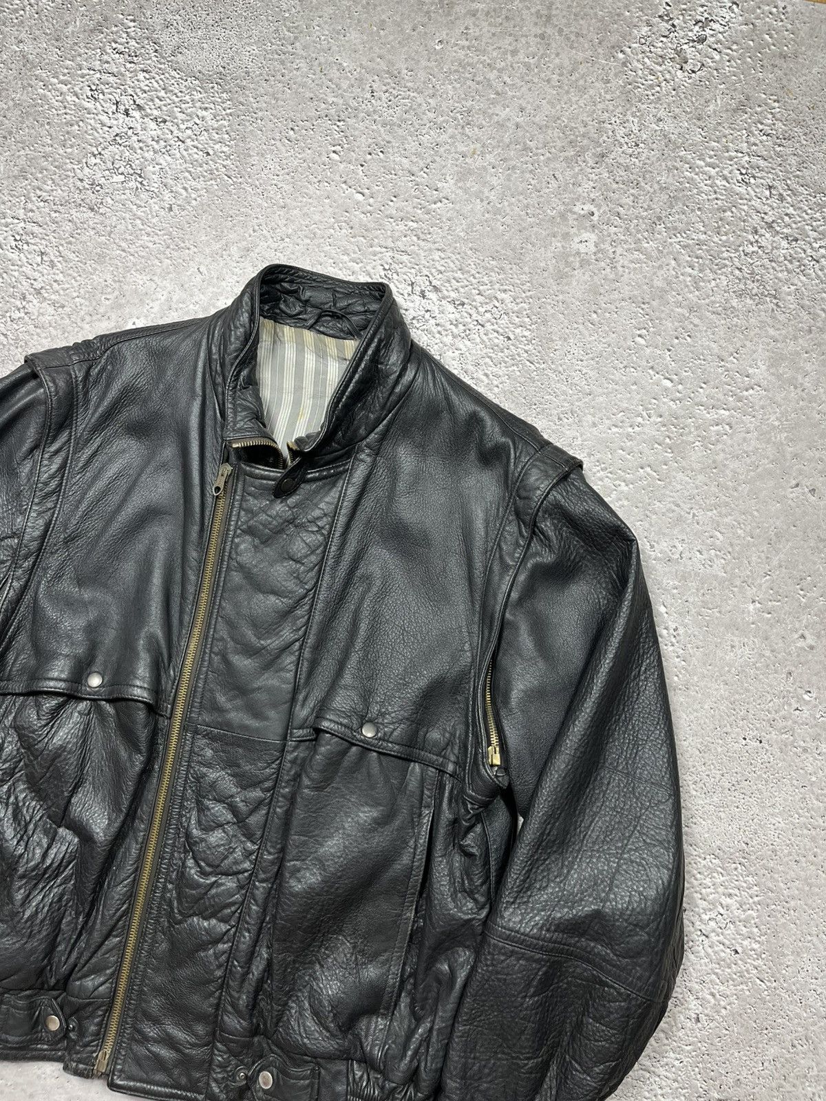 Japanese Brand × Vintage Vintage Leather Bomber Jacket DEPE Zip Black Flight Moto Size US L / EU 52-54 / 3 - 4 Thumbnail