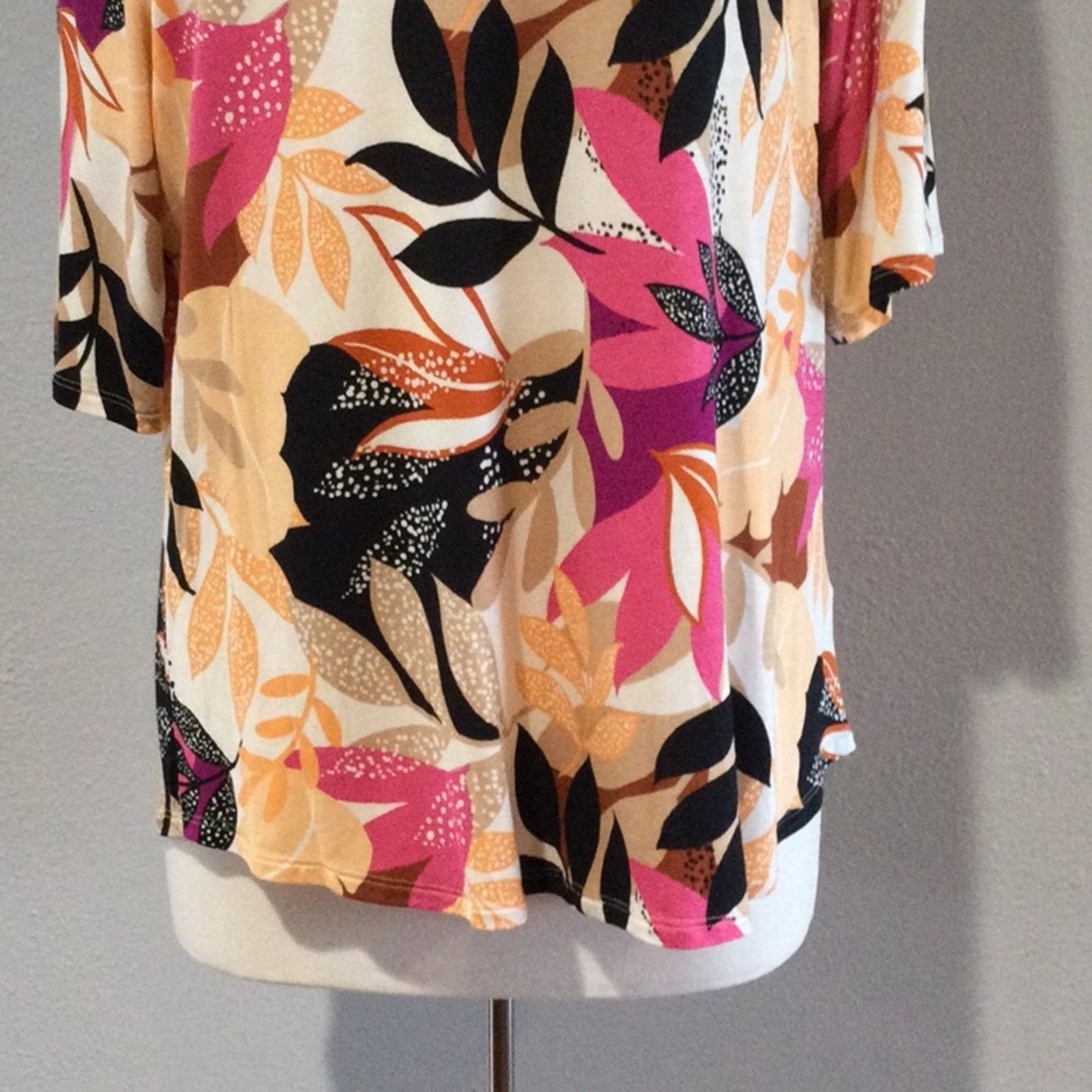 Apt. 9 Apt 9 Multicolor Foliage Print Soft 3/4 Sleeve Tunic Size XL Size XL / US 12-14 / IT 48-50 - 3 Thumbnail