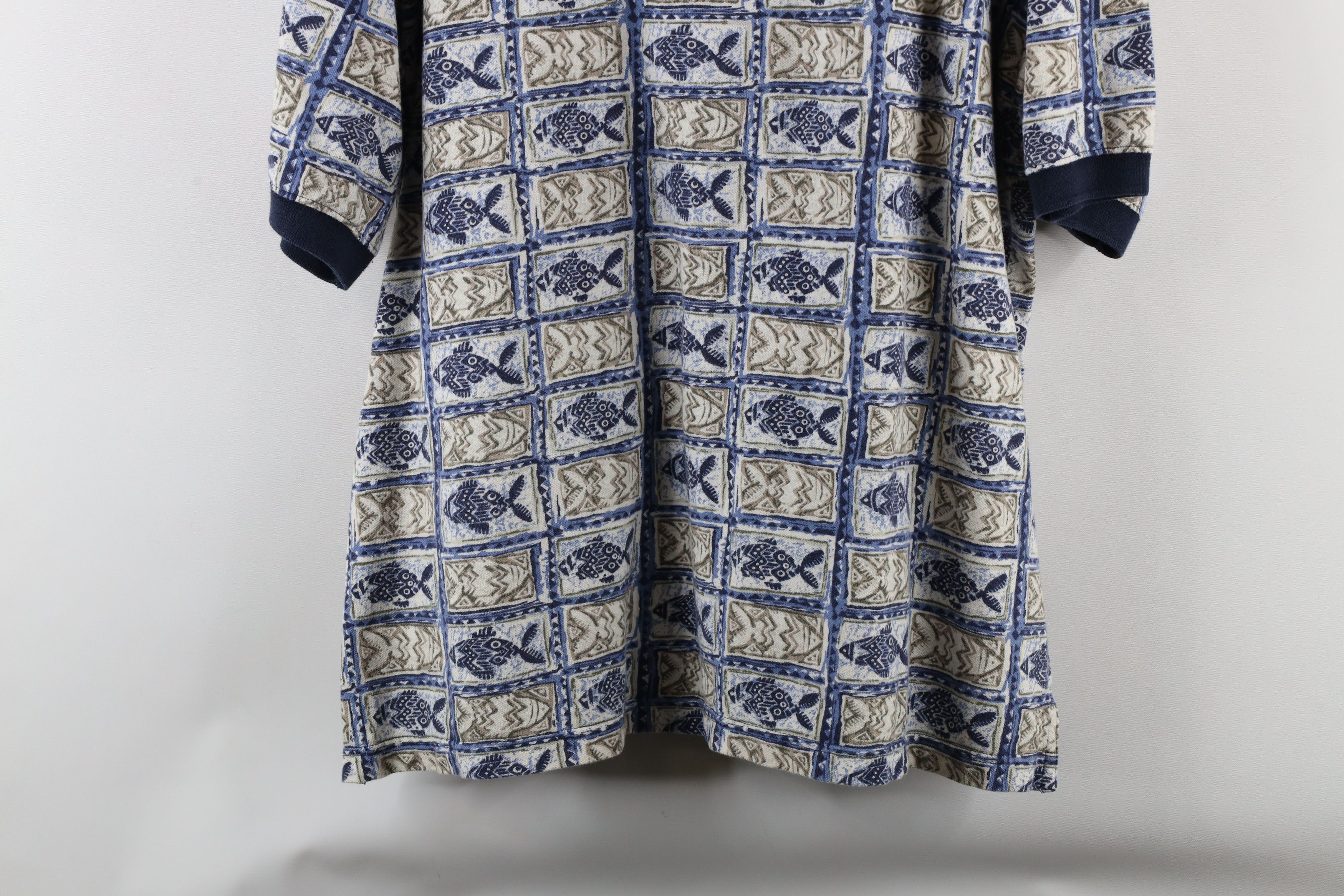 Vintage Vintage 90s Streetwear Fit Fish All Over Print Polo Shirt Size US L / EU 52-54 / 3 - 8 Thumbnail