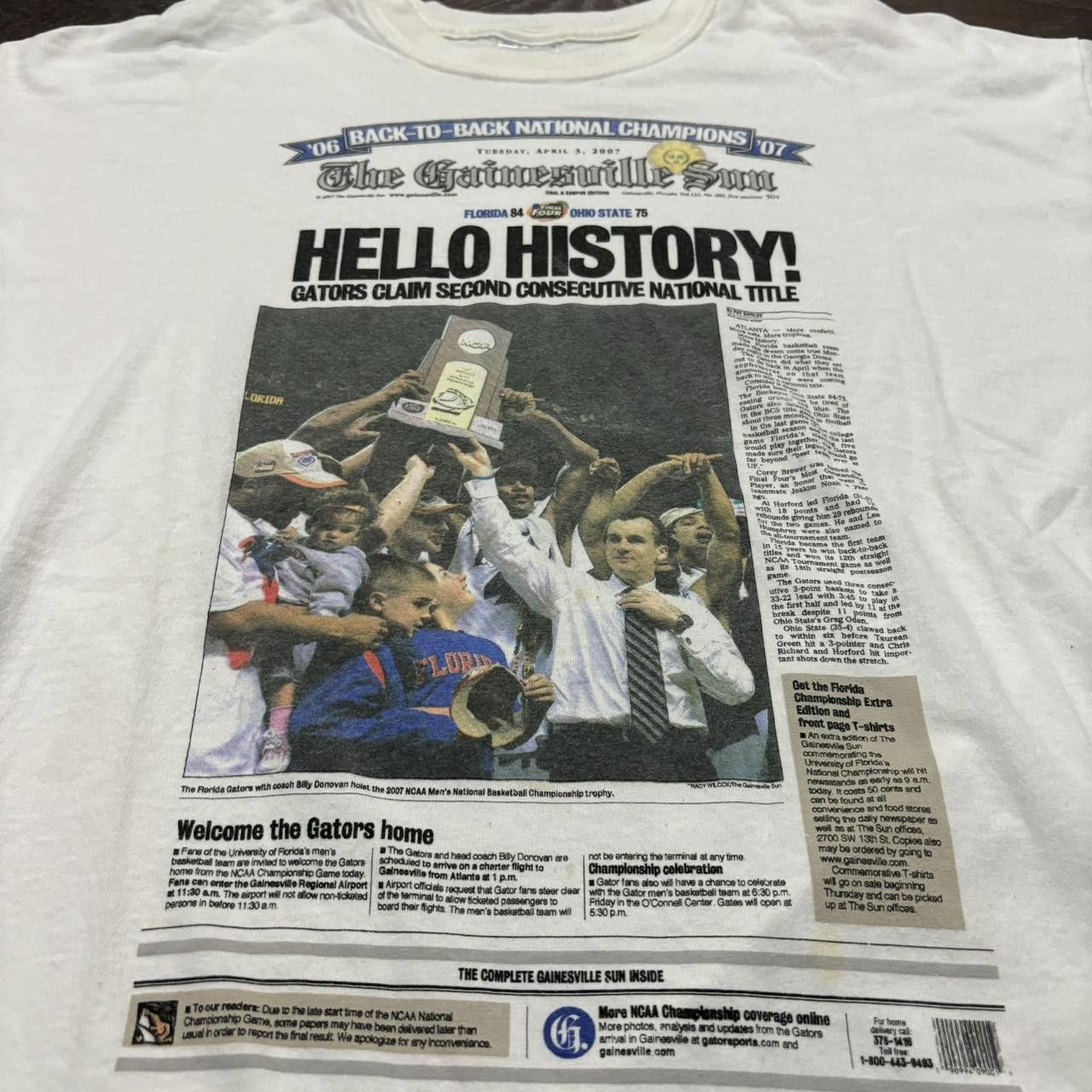 Designer Vintage Hello History Florida Gators Champions T Shirt 2007 Size US XL / EU 56 / 4 - 4 Thumbnail