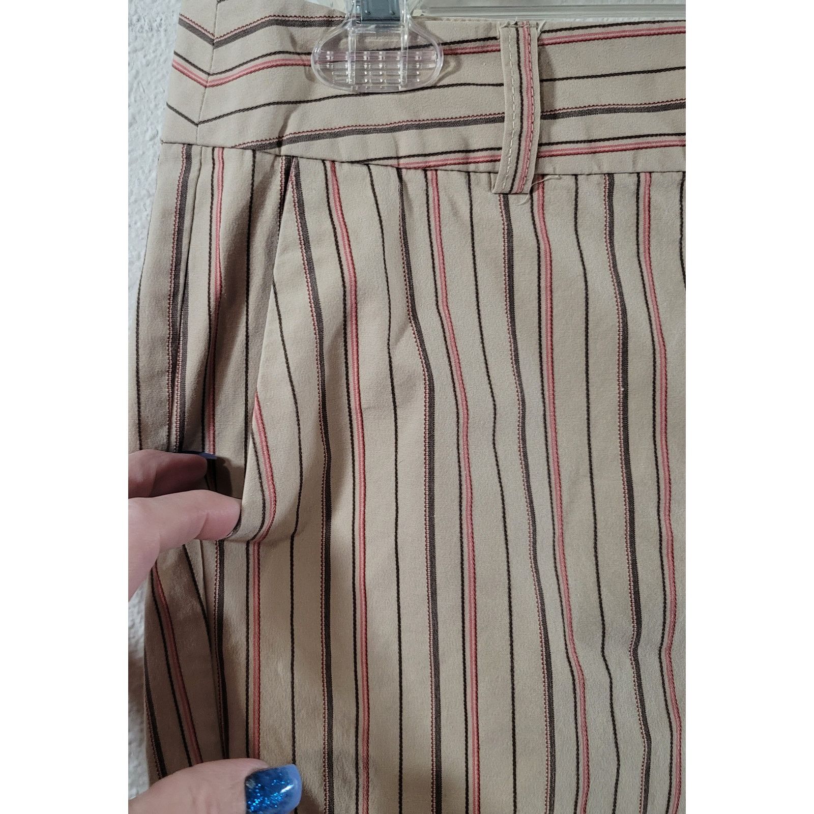 Other Villager Liz Claiborne Tan Brown Red Striped Cropped Pants 8 Size 30" / US 8 / IT 44 - 6 Thumbnail
