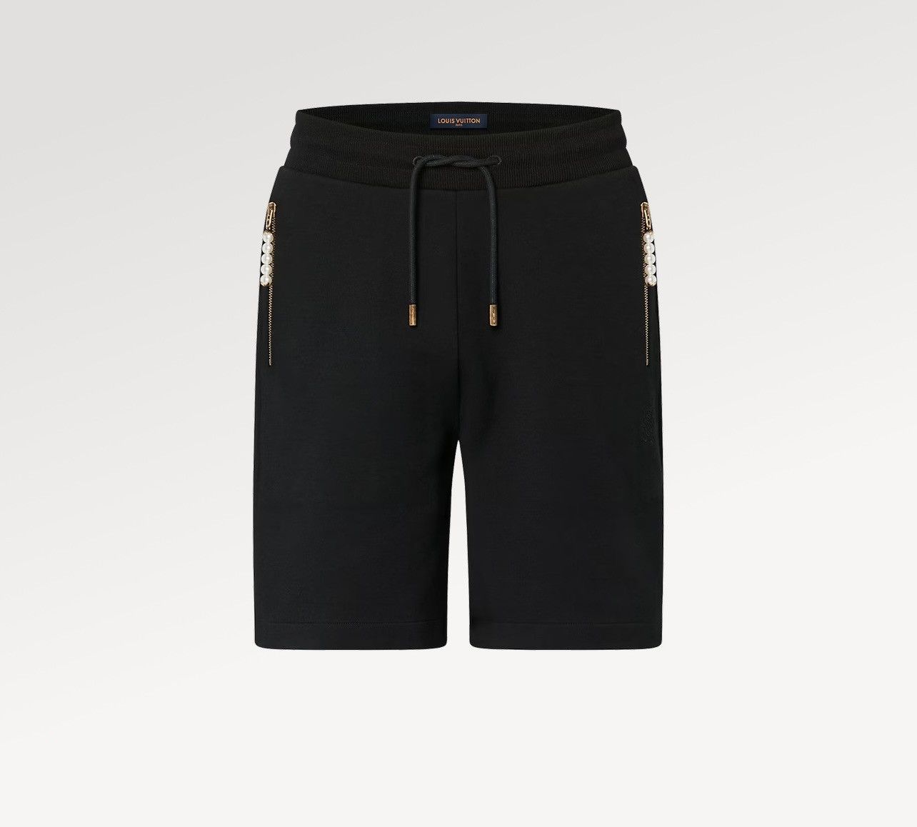 image of Louis Vuitton Embroidered Jersey Shorts in Black, Men's (Size 30)