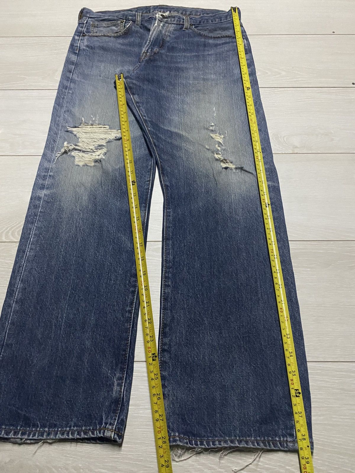 GU Vintage Gu Denim Faded Wash Distressed Loose Jeans Size US 32 / EU 48 - 14 Thumbnail