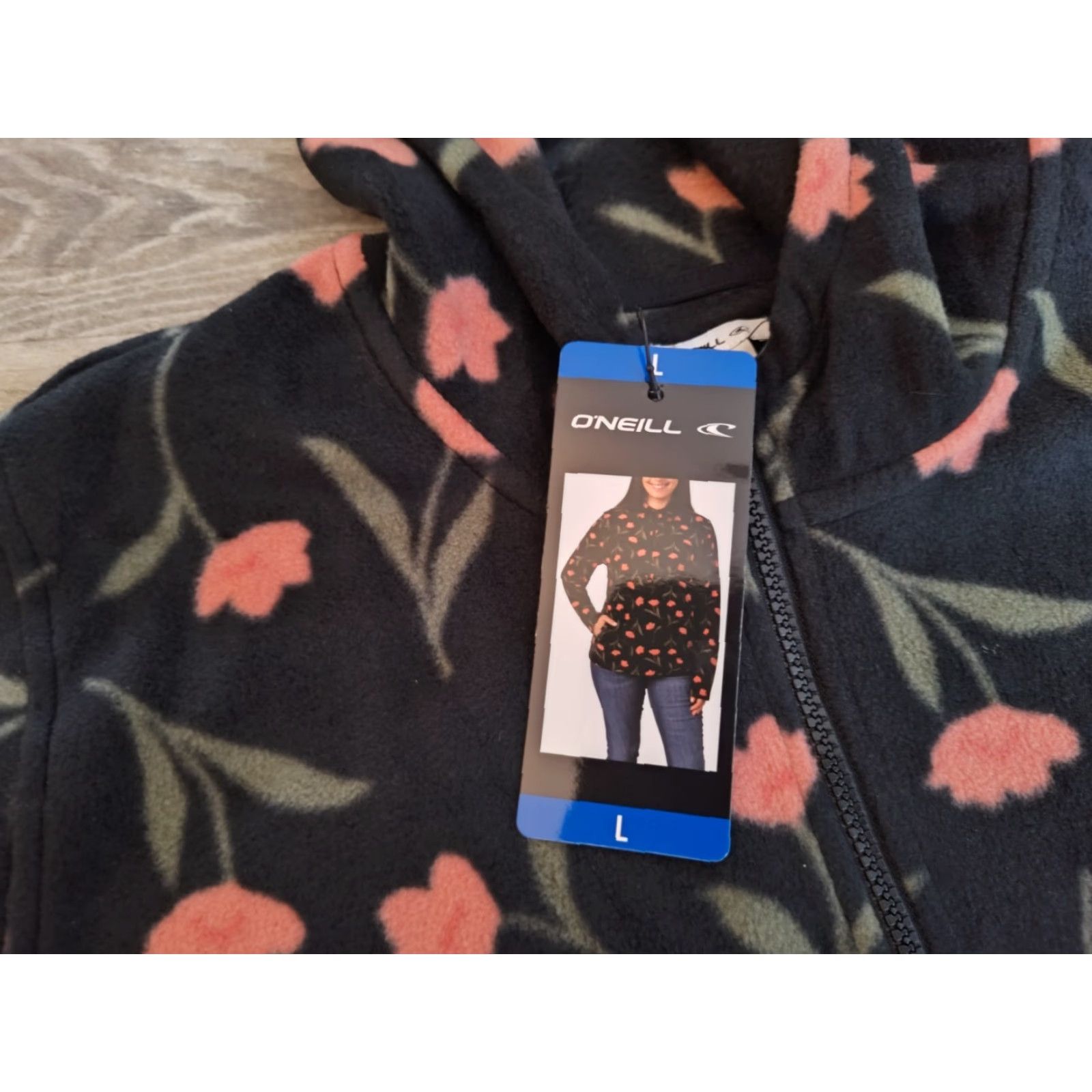 O'Neill O'Neill Women's Half Zip Polar Fleece Hoodie Black Floral Size L New NWT Size L / US 10 / IT 46 - 2 Thumbnail