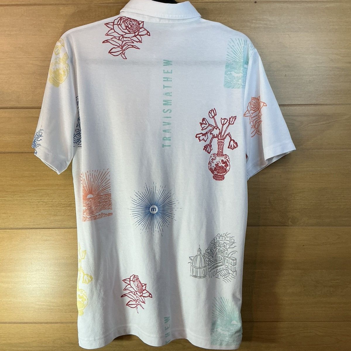 TravisMathew TravisMathew Polo Shirt Men Medium White Graphic Print Golf Size US M / EU 48-50 / 2 - 2 Thumbnail