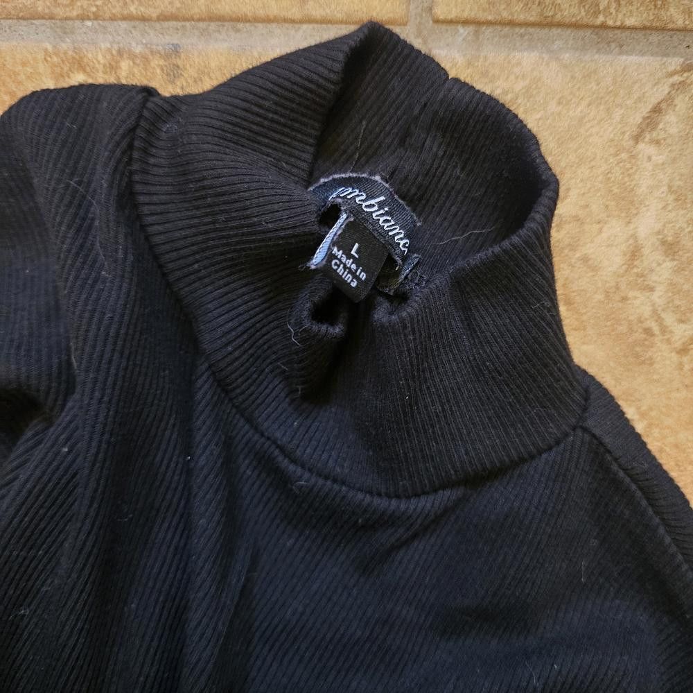 Designer Black Cross Wrapped Ambiance Crop Long Sleeve Size L / US 10 / IT 46 - 3 Thumbnail