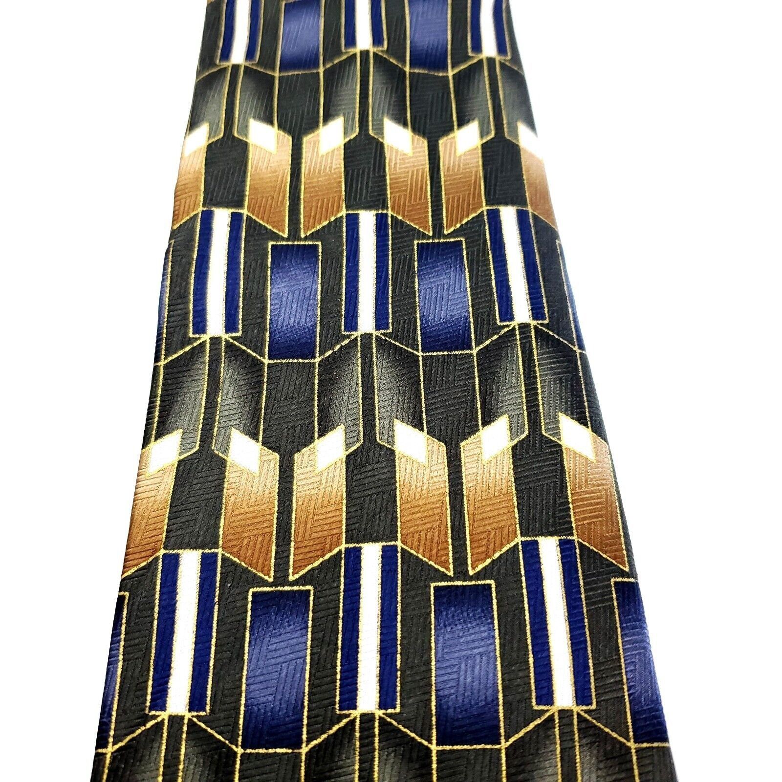 Designer Progresso Multi Colored Silk Tie Woven Geometric Size ONE SIZE - 2 Thumbnail