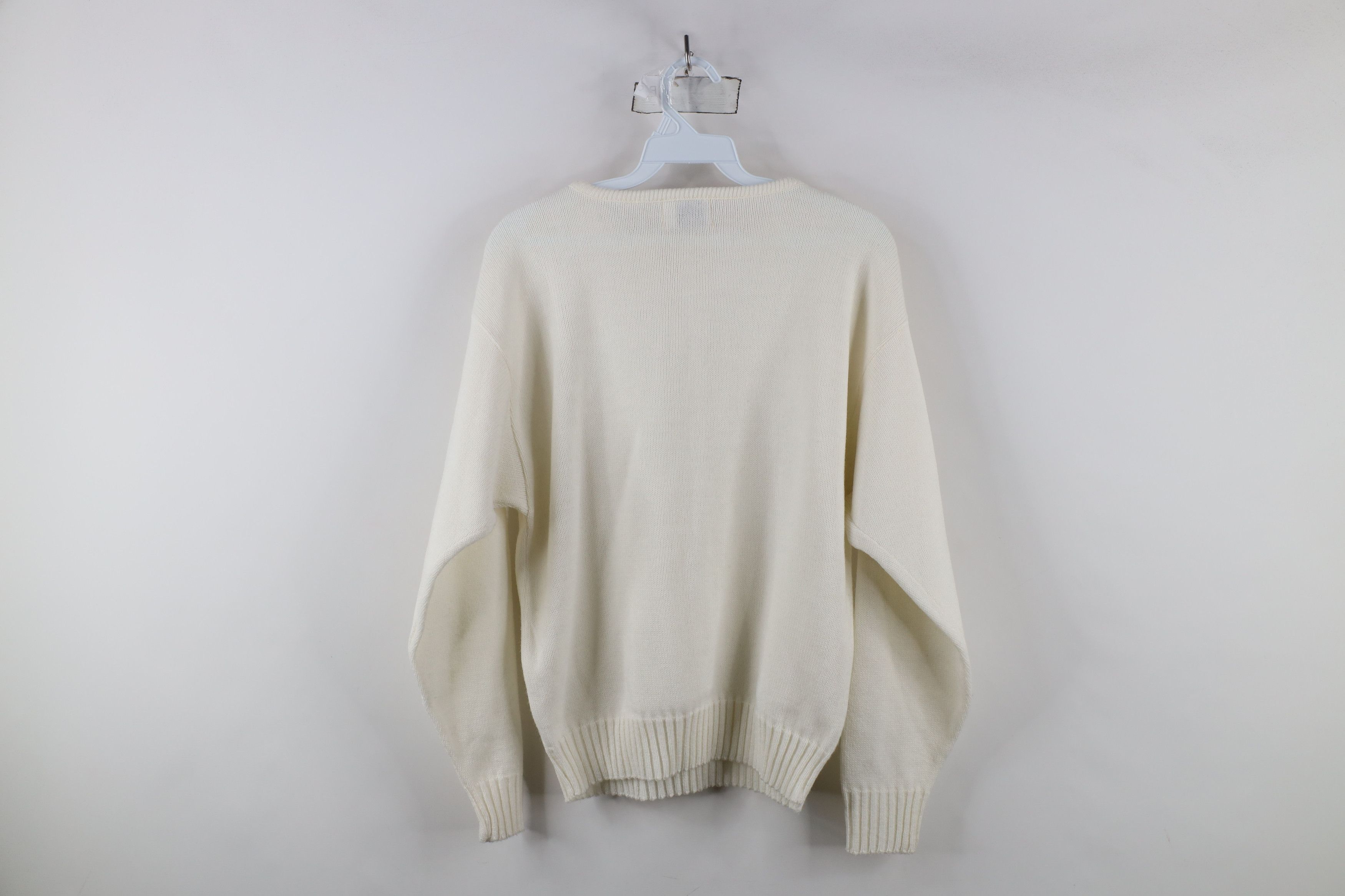 Lacoste × Vintage Vintage 70s 80s Izod Lacoste Tennis Spell Knit Sweater White Size M / US 6-8 / IT 42-44 - 8 Thumbnail