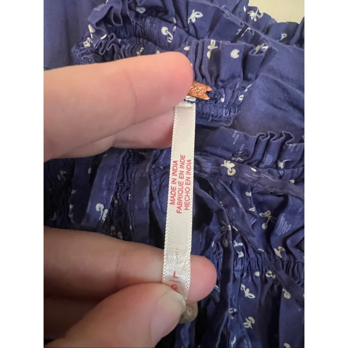 Free People Free People Blue With White Floral Print Dress With Pockets Size L / US 10 / IT 46 - 10 Thumbnail