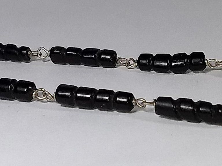 Handmade Mexican Handmade Silver Carved Black Coral Bead Necklace Size ONE SIZE - 4 Thumbnail