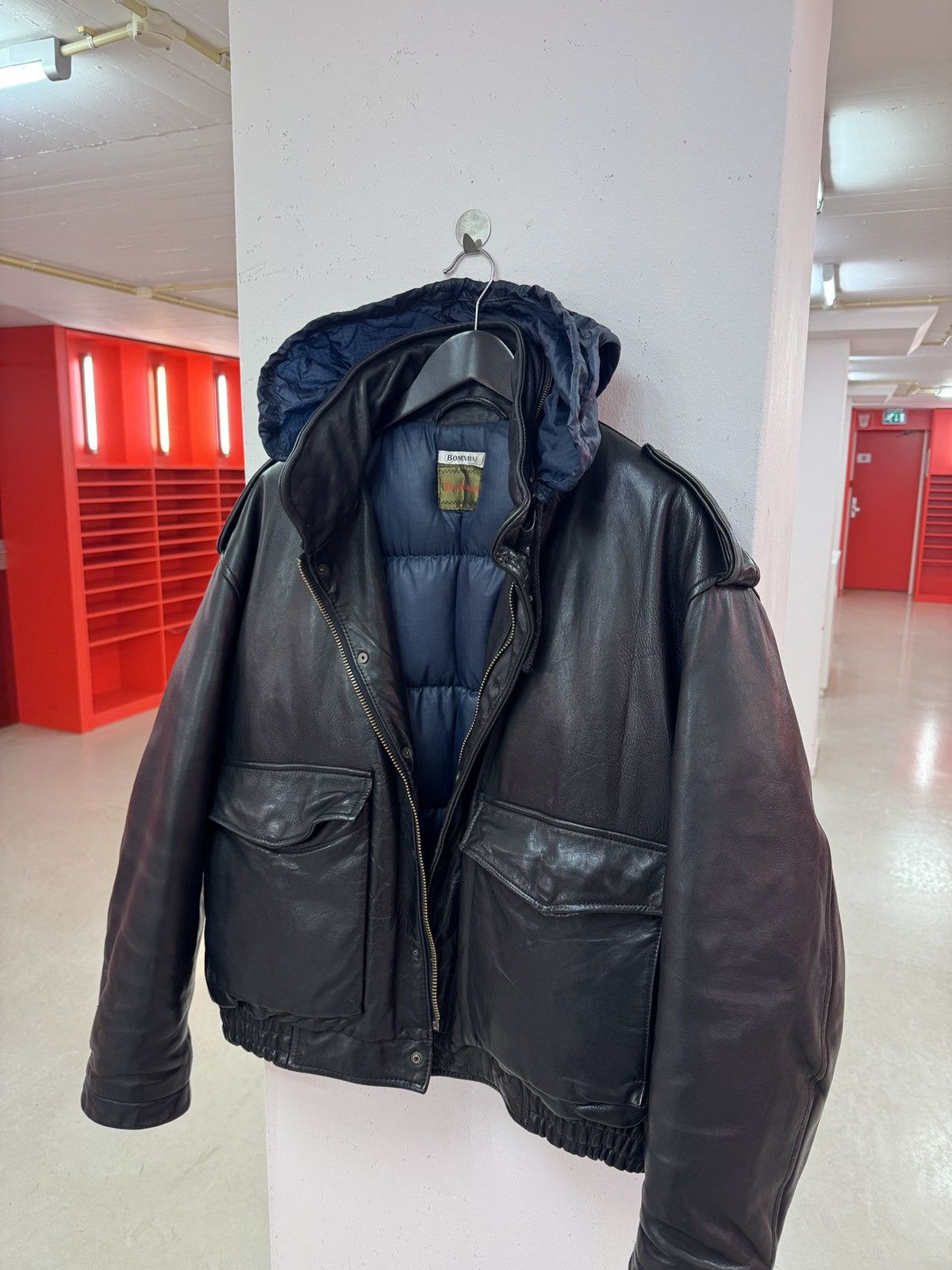 Boneville goose down leather flight jacket