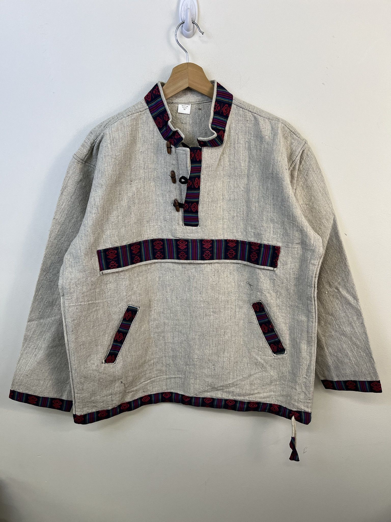 Other Vintage Nepelaese Hand Made Pattern Ribbon Tape Anorak Collared Jacket Size M Size US M / EU 48-50 / 2 - 1 Thumbnail