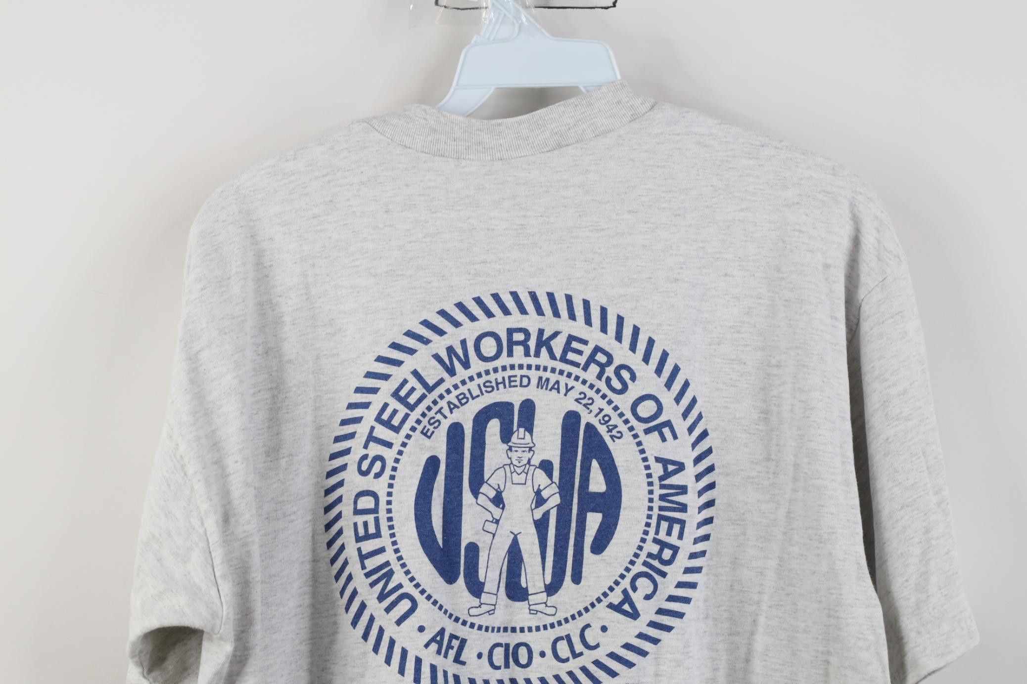 Vintage Vintage 90s Union United Steelworkers of America T-Shirt Size US L / EU 52-54 / 3 - 13 Thumbnail