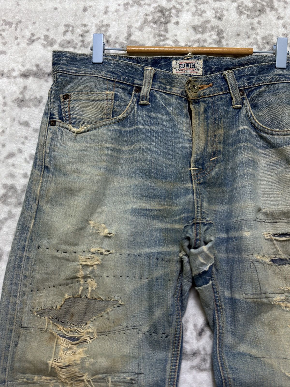 Edwin Vintage Edwin Distressed Mud Wash Denim Jeans Size US 33 - 4 Thumbnail